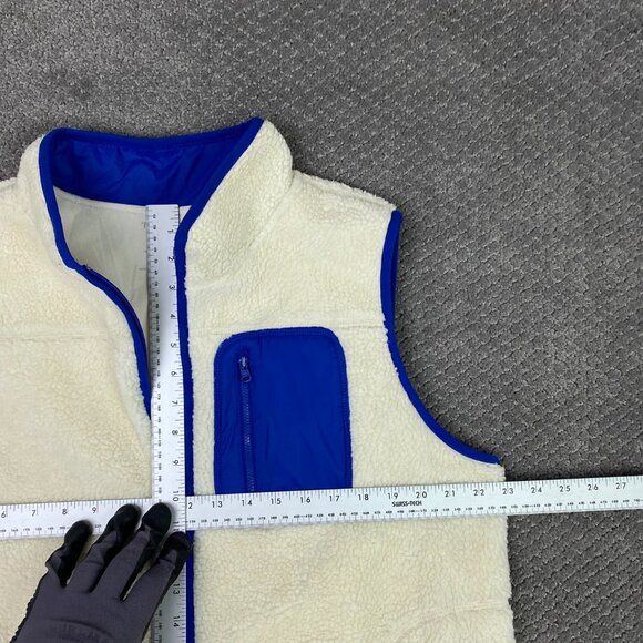 Talbots Fleece Vest Women's 1X White Blue Deep Pile Sherpa Full Zip - Picture 7 of 10